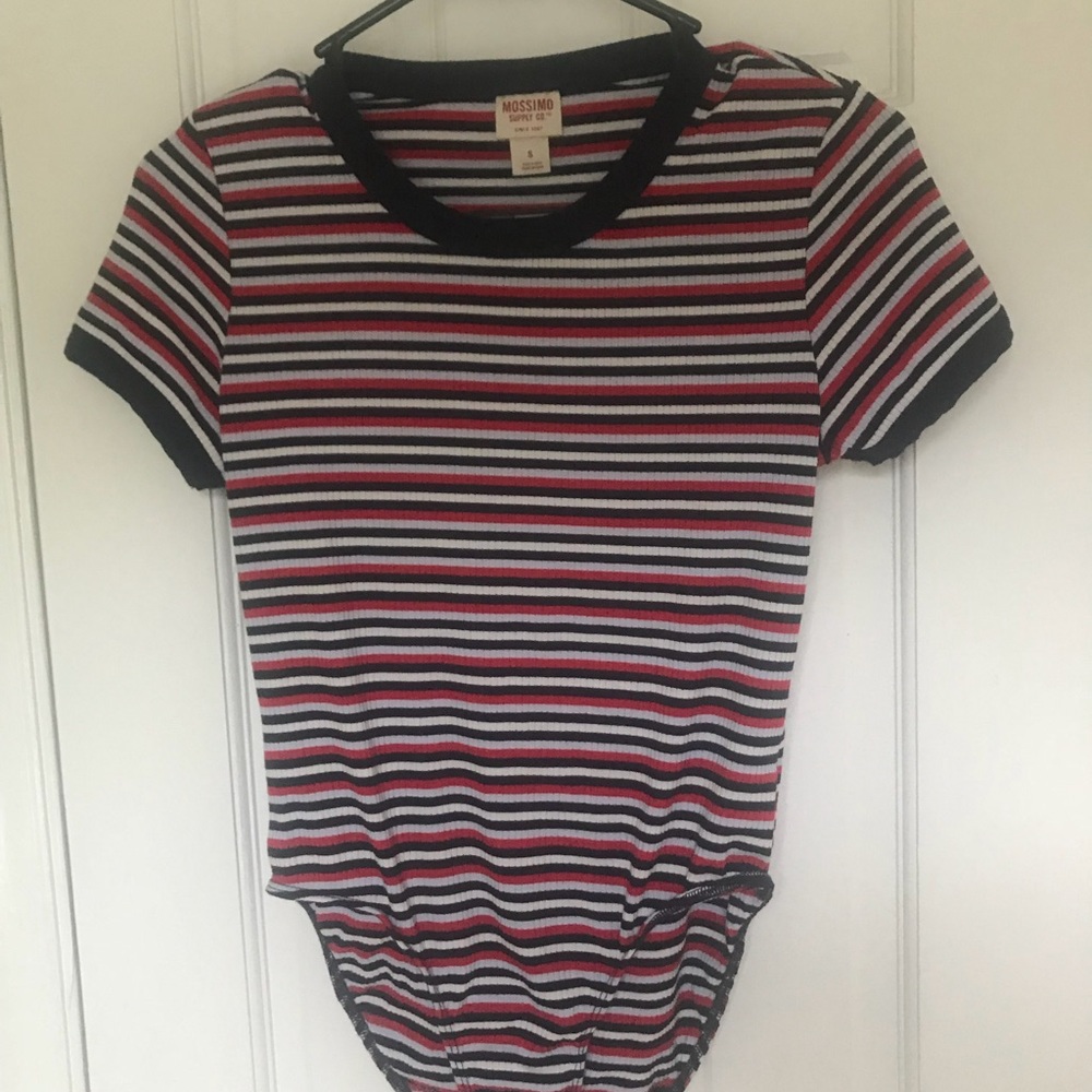 Striped short sleeve bodysuit